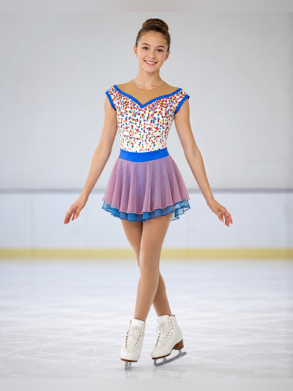 The Line Up Custom One-of-a-Kind Ice Skating Dance Dress Girls Size confetti 8